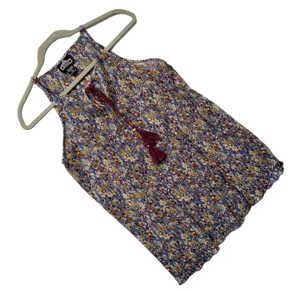 Angie Blouse‎ Top Blue Floral Beaded Womens M - Picture 1 of 11